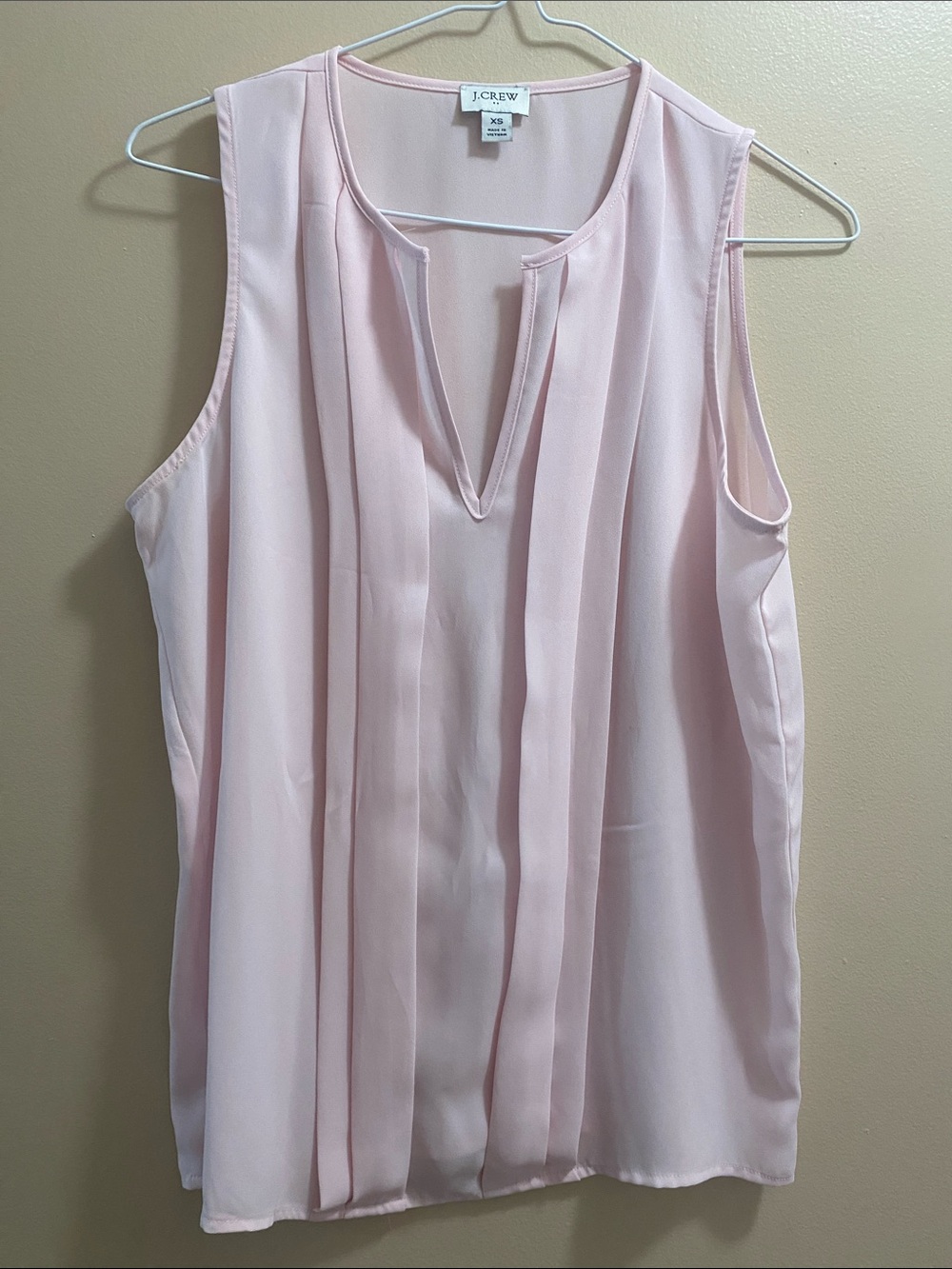 J. Crew Sleeveless Pleated V-Neck Camisole - Light Pink
